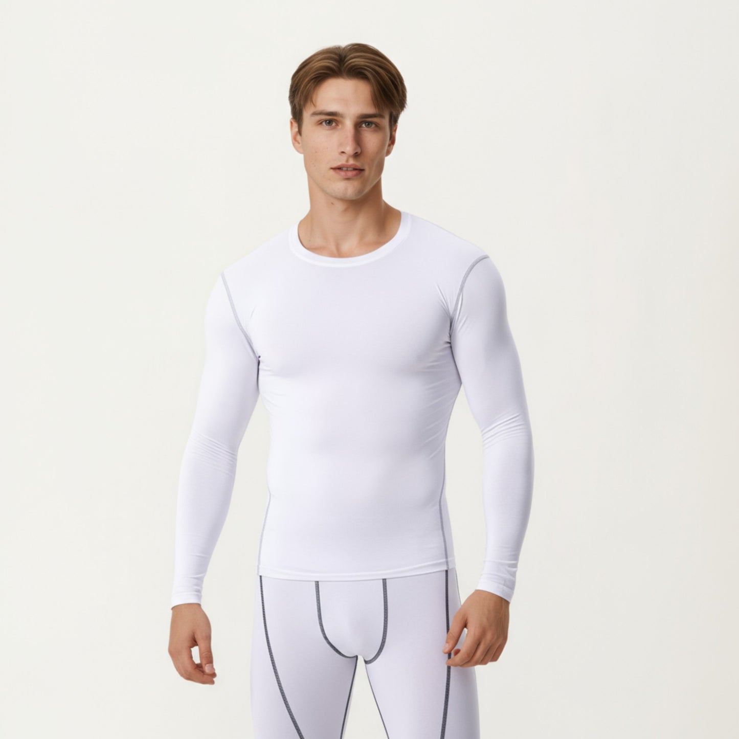 Men's Long Sleeve Compression Base Layer Top with Stretch Fit and Moisture-Wicking Fabric