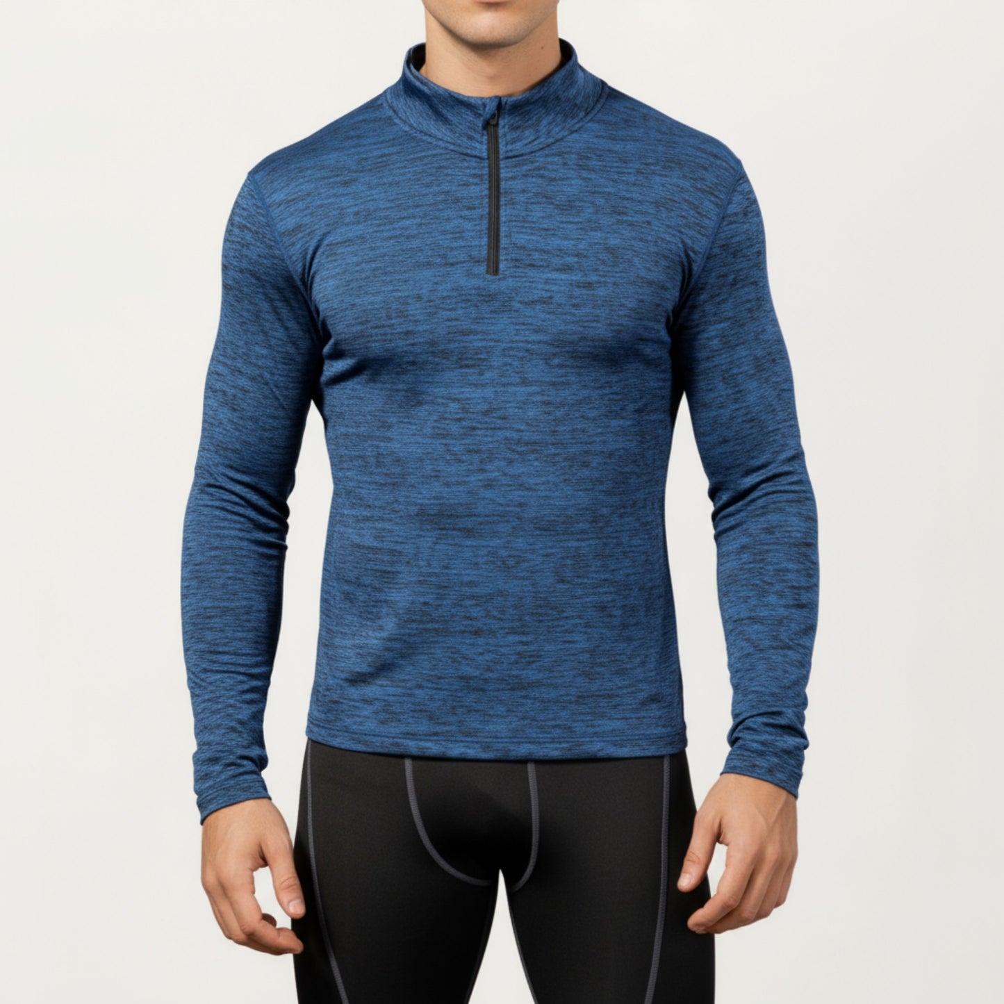 Men's Long Sleeve Quarter Zip Compression Athletic Shirt with Mock Neck and Performance Stretch Fabric