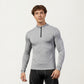 Men's Long Sleeve Quarter Zip Compression Athletic Shirt with Mock Neck and Performance Stretch Fabric