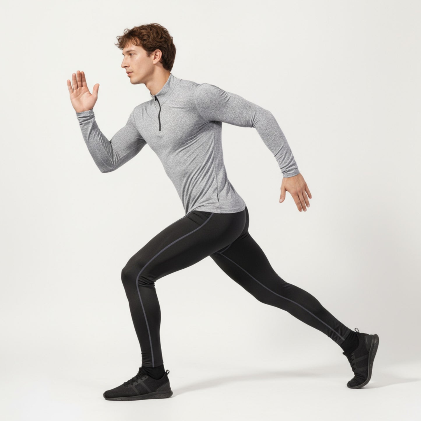 Men's Long Sleeve Quarter Zip Compression Athletic Shirt with Mock Neck and Performance Stretch Fabric