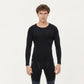 Men's Long Sleeve Crew Neck Compression Shirt with Stretch Fabric and Athletic Fit