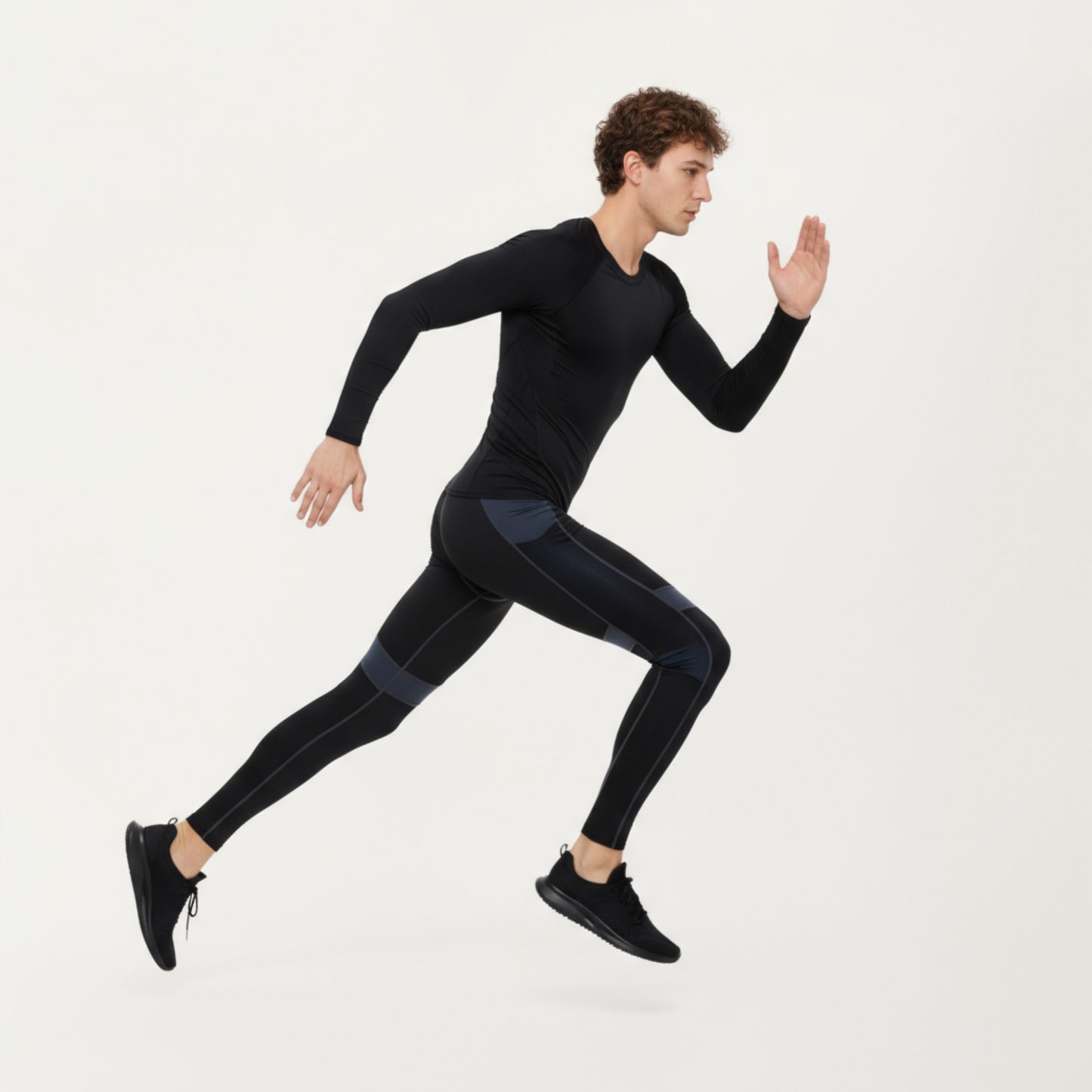 Men's Long Sleeve Crew Neck Compression Shirt with Stretch Fabric and Athletic Fit