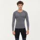 Men's Long Sleeve Crew Neck Compression Shirt with Stretch Fabric and Athletic Fit