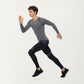 Men's Long Sleeve Crew Neck Compression Shirt with Stretch Fabric and Athletic Fit