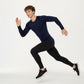 Men's Long Sleeve Crew Neck Compression Shirt with Stretch Fabric and Athletic Fit