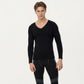 Men's Long Sleeve V-Neck Compression Shirt with Stretch Performance Fabric and Athletic Fit