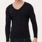 Men's Long Sleeve V-Neck Compression Shirt with Stretch Performance Fabric and Athletic Fit