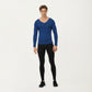 Men's Long Sleeve V-Neck Compression Shirt with Stretch Performance Fabric and Athletic Fit