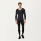 Men's Long Sleeve V-Neck Compression Shirt with Stretch Performance Fabric and Athletic Fit