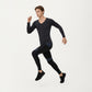 Men's Long Sleeve V-Neck Compression Shirt with Stretch Performance Fabric and Athletic Fit