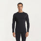 Men's Long Sleeve Crew Neck Compression Athletic Top with Stretch Fabric and Contrast Stitching