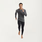 Men's Long Sleeve Crew Neck Compression Athletic Top with Stretch Fabric and Contrast Stitching