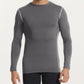 Men's Long Sleeve Crew Neck Compression Athletic Top with Stretch Fabric and Contrast Stitching