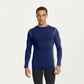 Men's Long Sleeve Crew Neck Compression Athletic Top with Stretch Fabric and Contrast Stitching