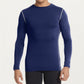 Men's Long Sleeve Crew Neck Compression Athletic Top with Stretch Fabric and Contrast Stitching