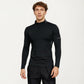 Men's Long Sleeve Half Zip Performance Top with Mock Neck and Stretch Compression Fit