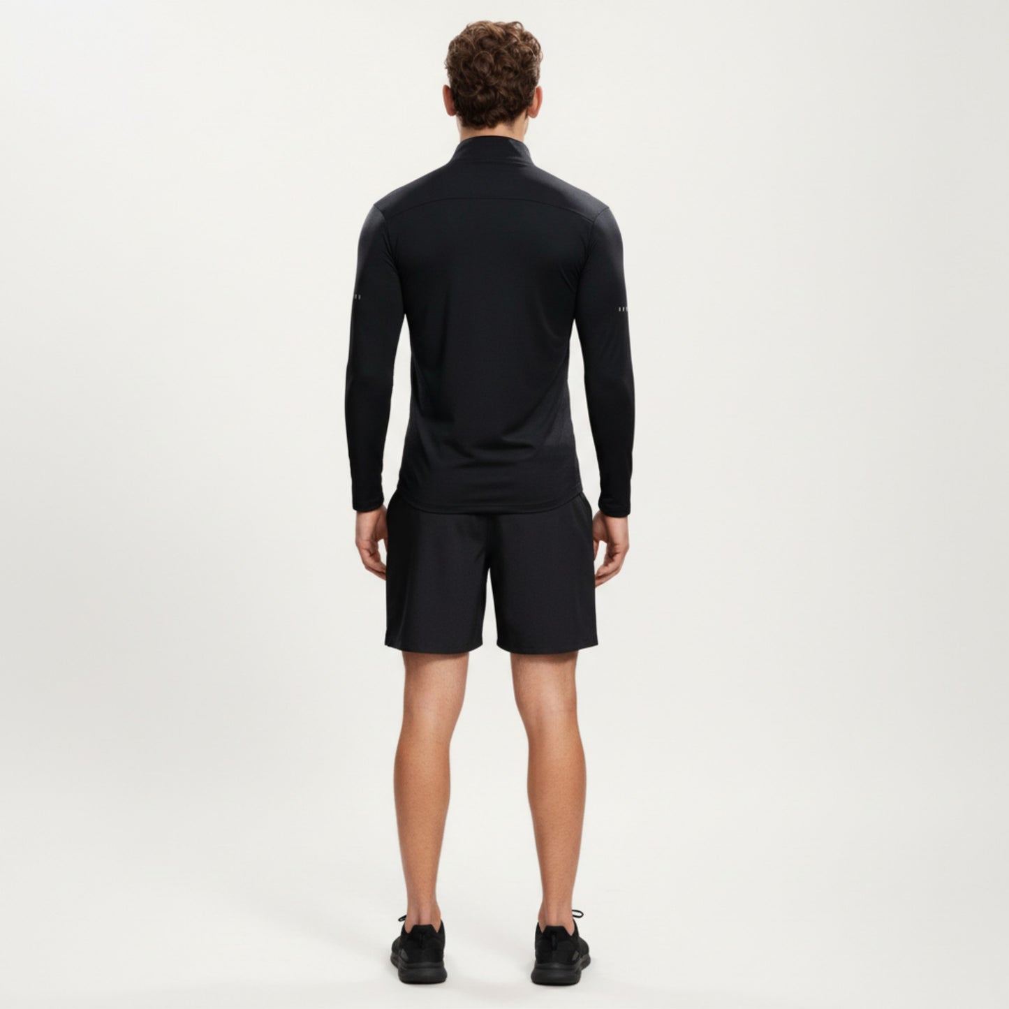 Men's Long Sleeve Half Zip Performance Top with Mock Neck and Stretch Compression Fit