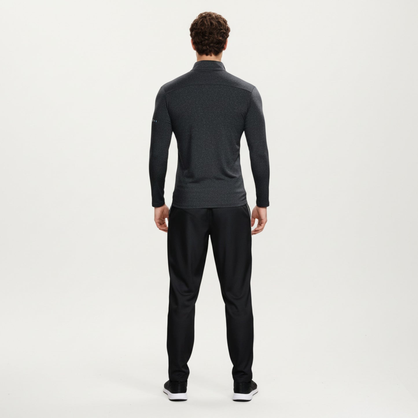 Men's Long Sleeve Half Zip Performance Top with Mock Neck and Stretch Compression Fit