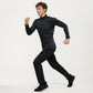 Men's Long Sleeve Half Zip Performance Top with Mock Neck and Stretch Compression Fit