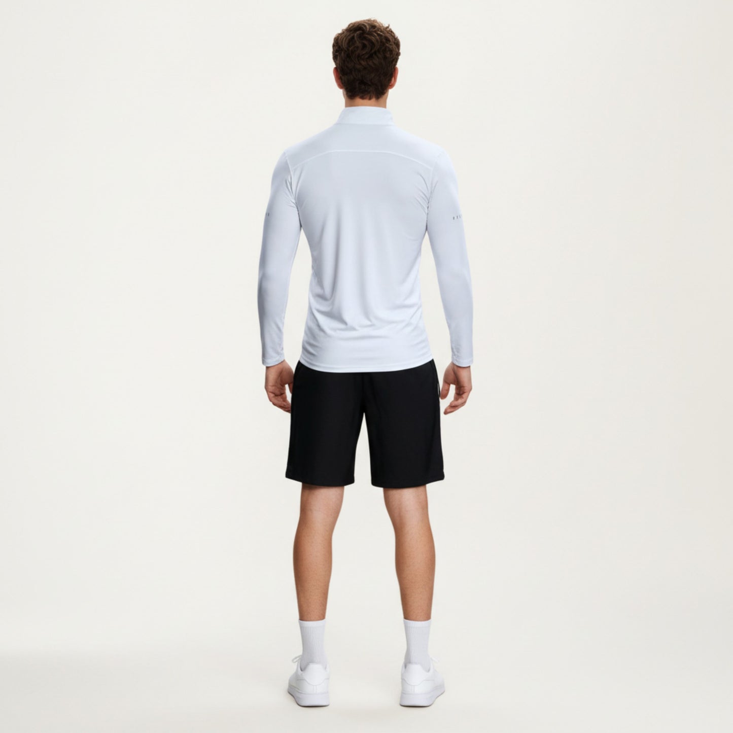 Men's Long Sleeve Half Zip Performance Top with Mock Neck and Stretch Compression Fit