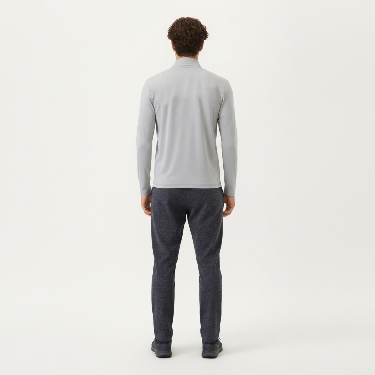 Men's Long Sleeve Half Zip Performance Top with Secure Chest Pocket and Stretch Knit Fabric