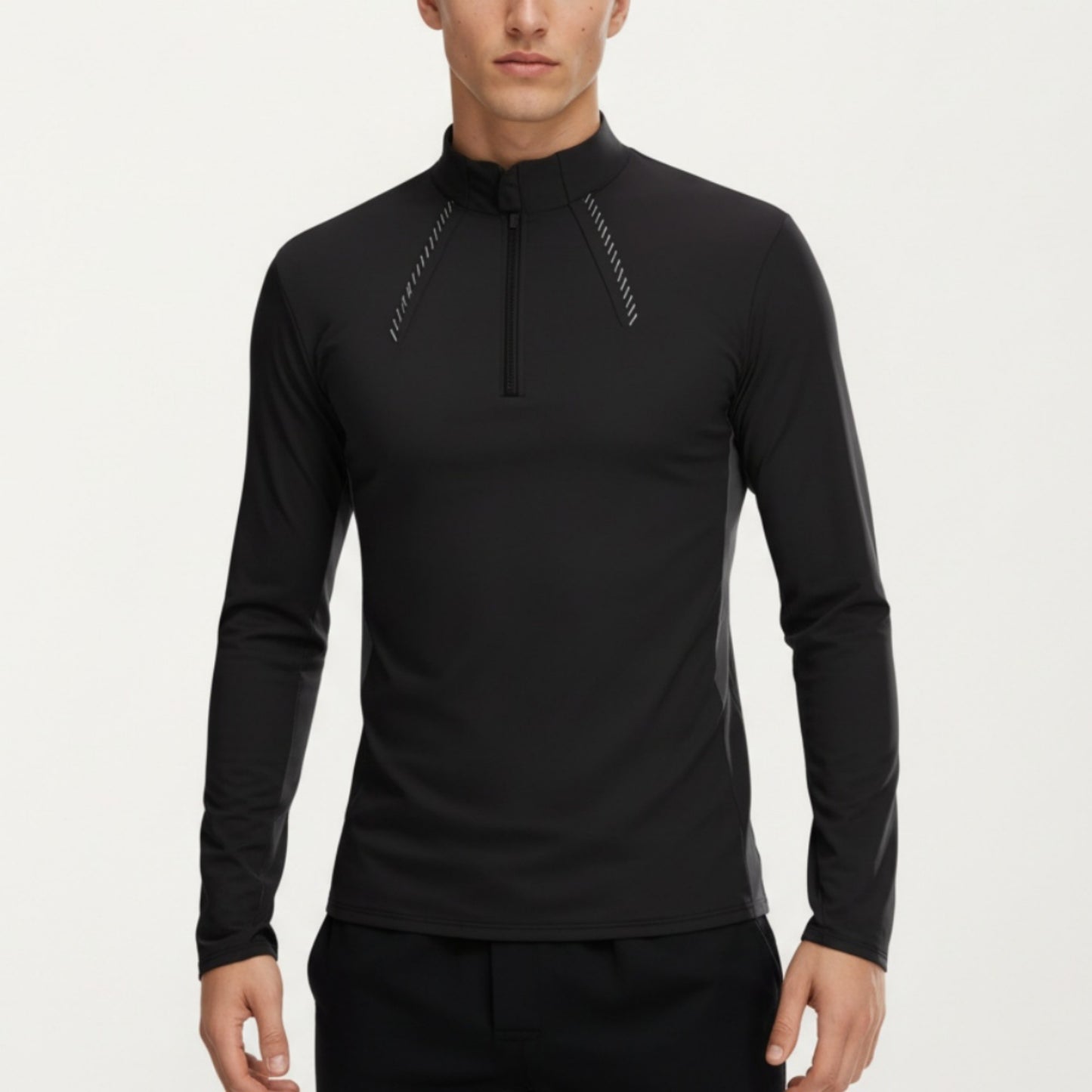 Men's Long Sleeve Half Zip Performance Top with Lightweight Stretch Knit Fabric