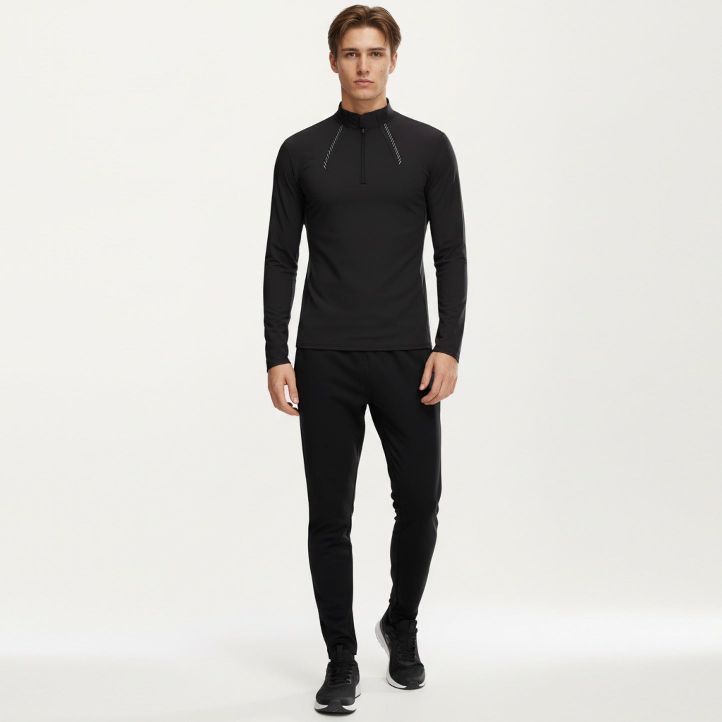 Men's Long Sleeve Half Zip Performance Top with Lightweight Stretch Knit Fabric