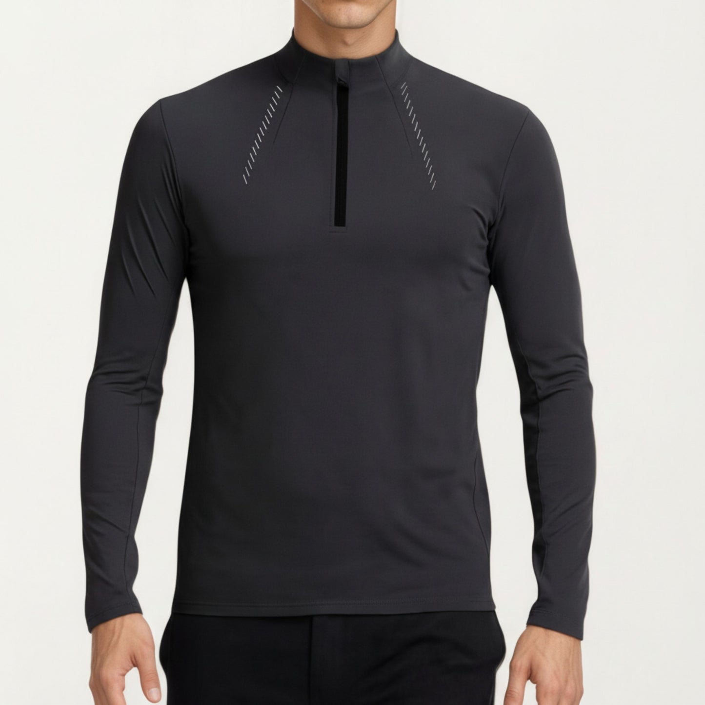 Men's Long Sleeve Half Zip Performance Top with Lightweight Stretch Knit Fabric