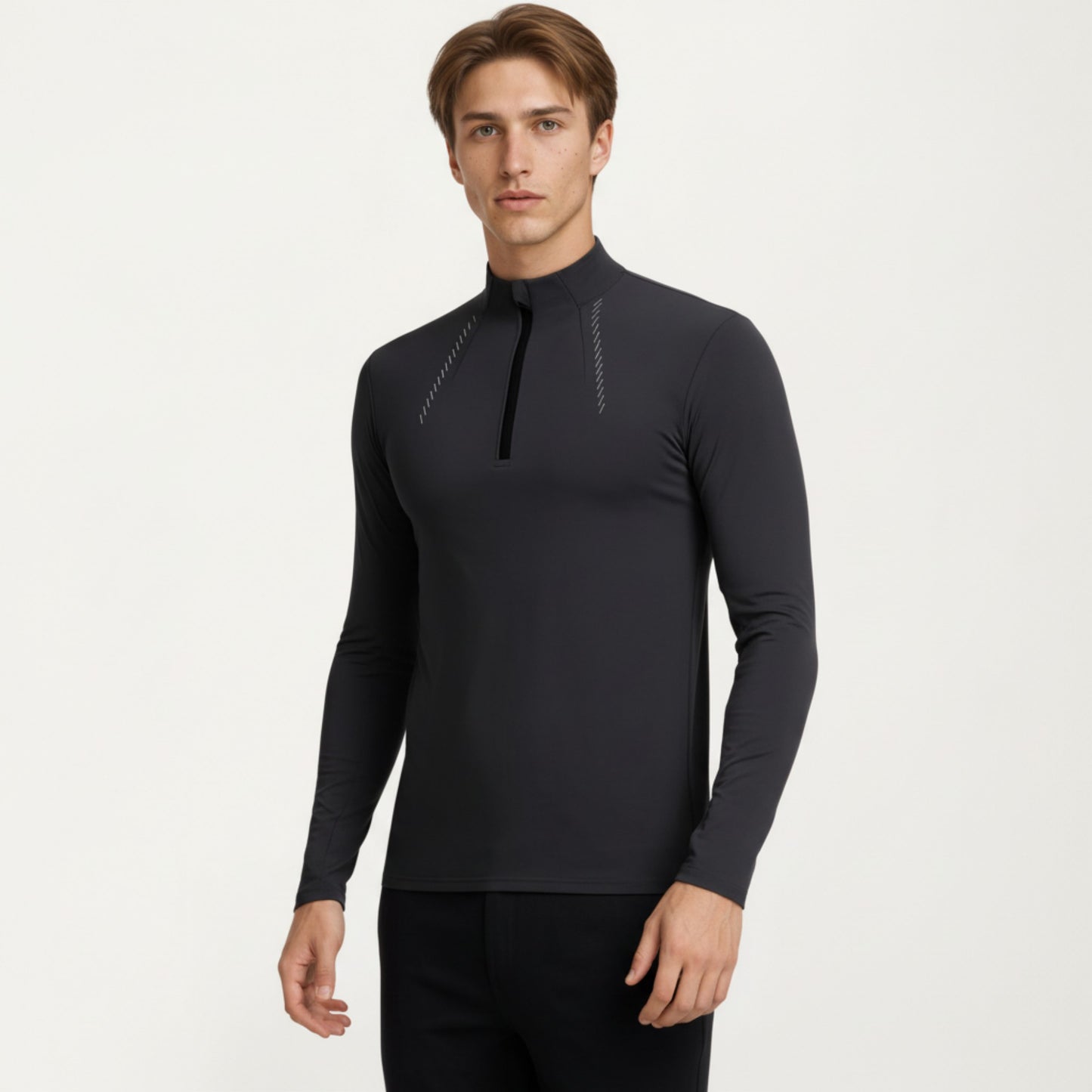 Men's Long Sleeve Half Zip Performance Top with Lightweight Stretch Knit Fabric