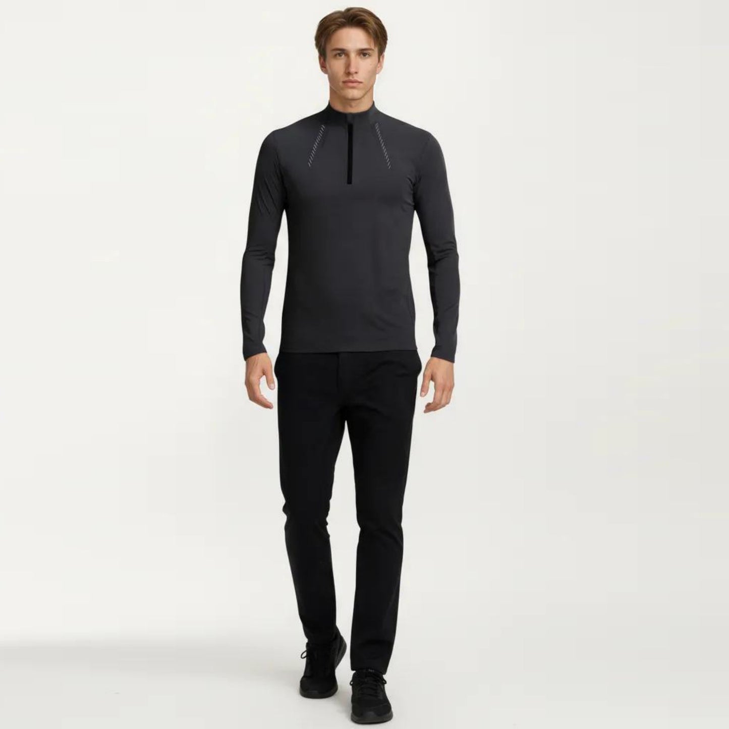 Men's Long Sleeve Half Zip Performance Top with Lightweight Stretch Knit Fabric