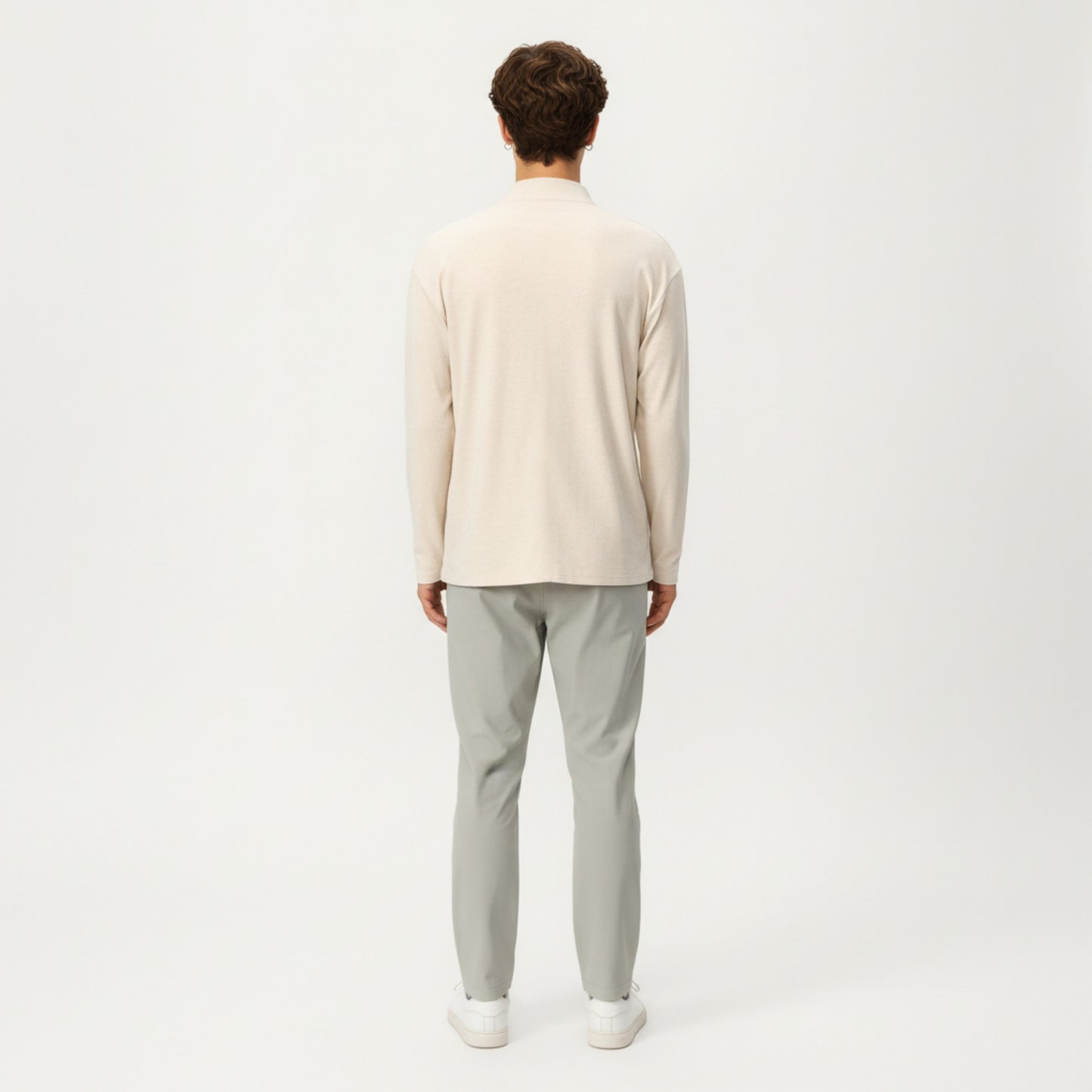 Men's Long Sleeve Half Zip Pullover Top with Lightweight Stretch Knit Fabric