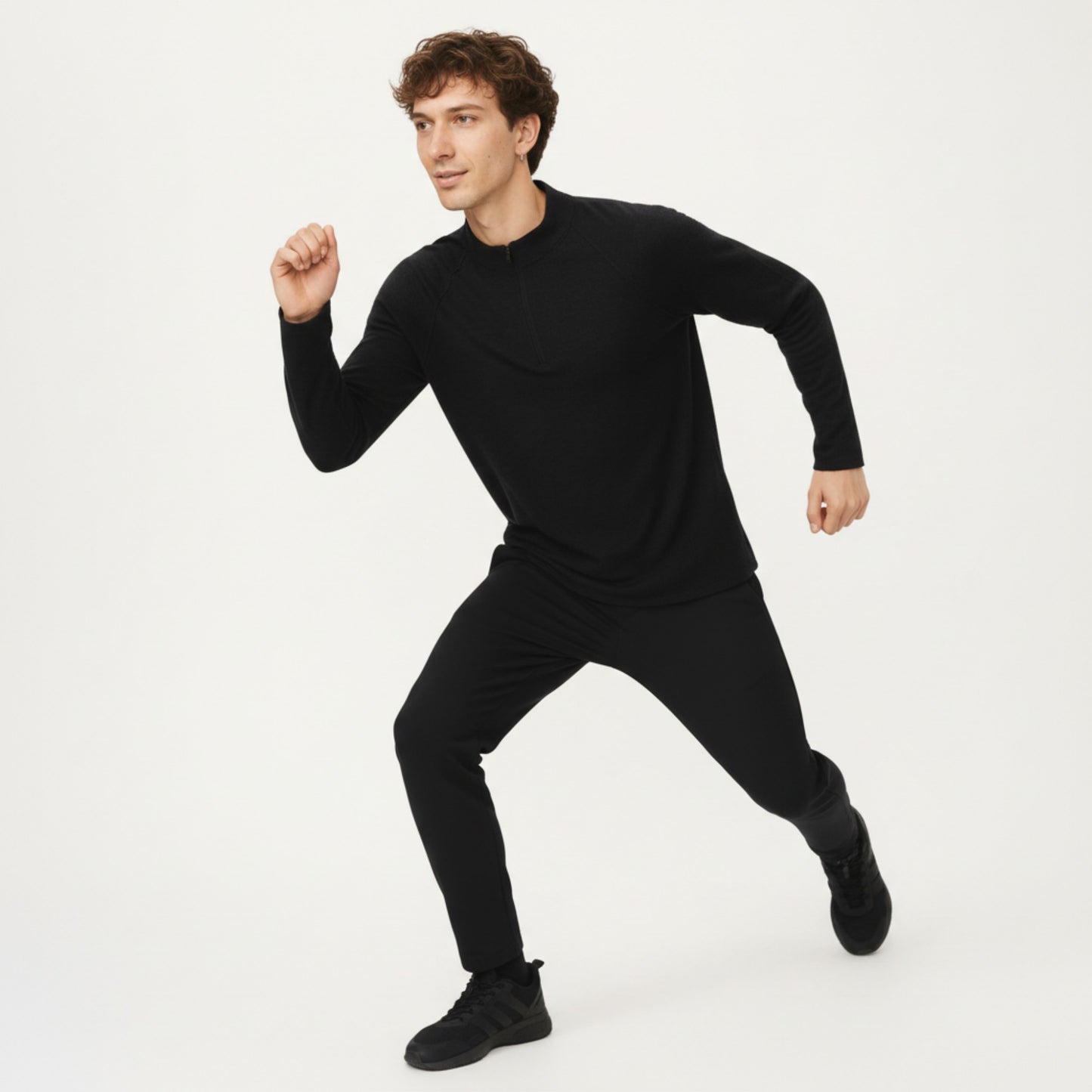 Men's Long Sleeve Half Zip Pullover Top with Lightweight Stretch Knit Fabric
