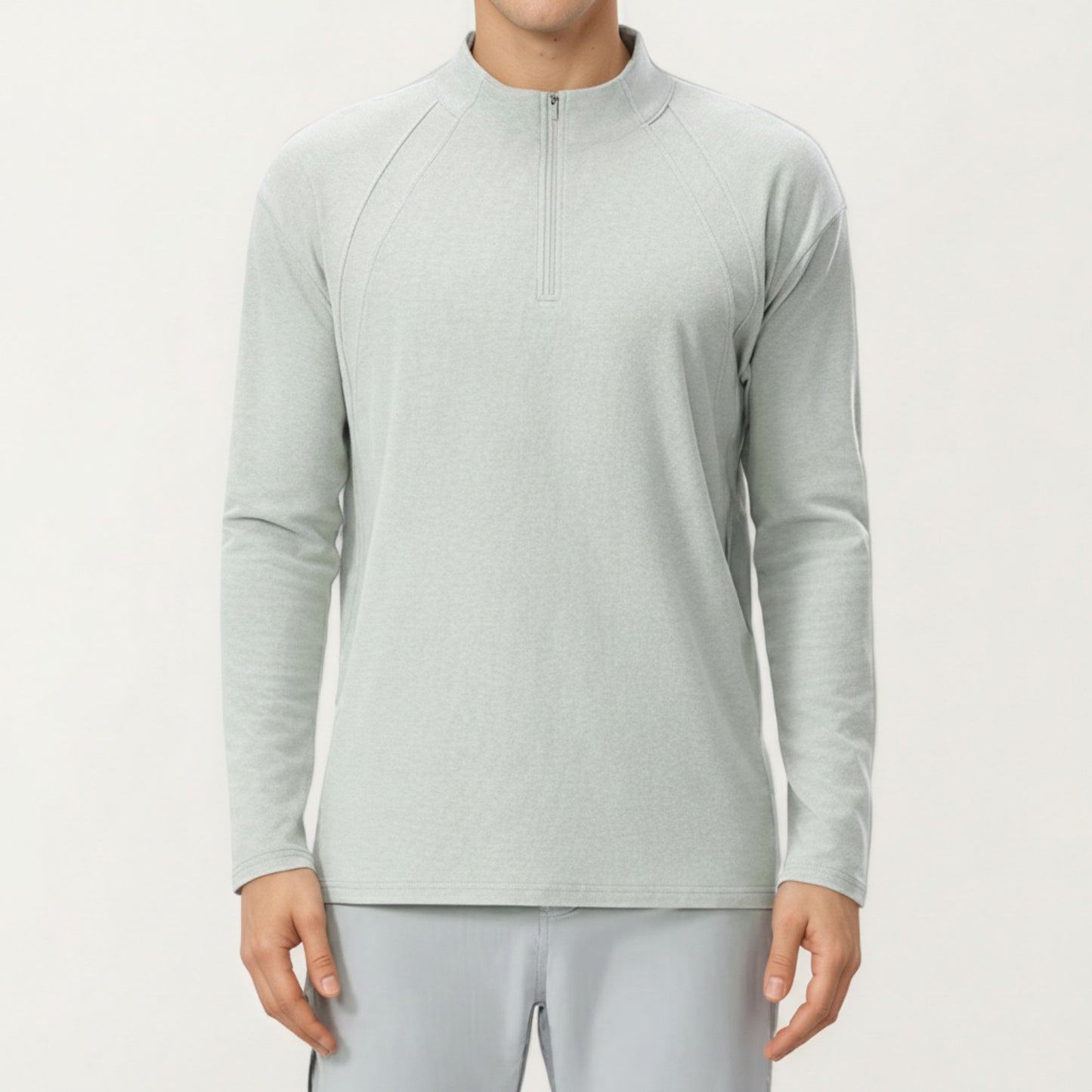 Men's Long Sleeve Half Zip Pullover Top with Lightweight Stretch Knit Fabric