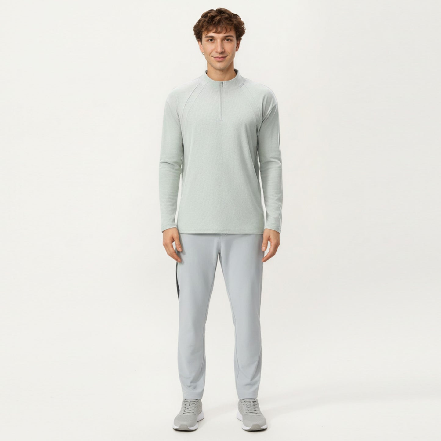 Men's Long Sleeve Half Zip Pullover Top with Lightweight Stretch Knit Fabric