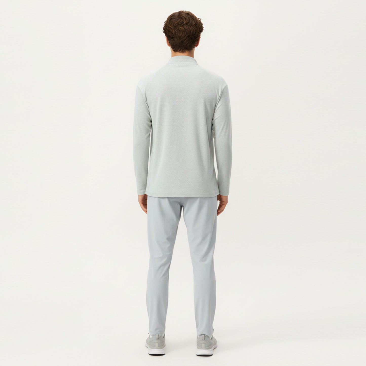 Men's Long Sleeve Half Zip Pullover Top with Lightweight Stretch Knit Fabric