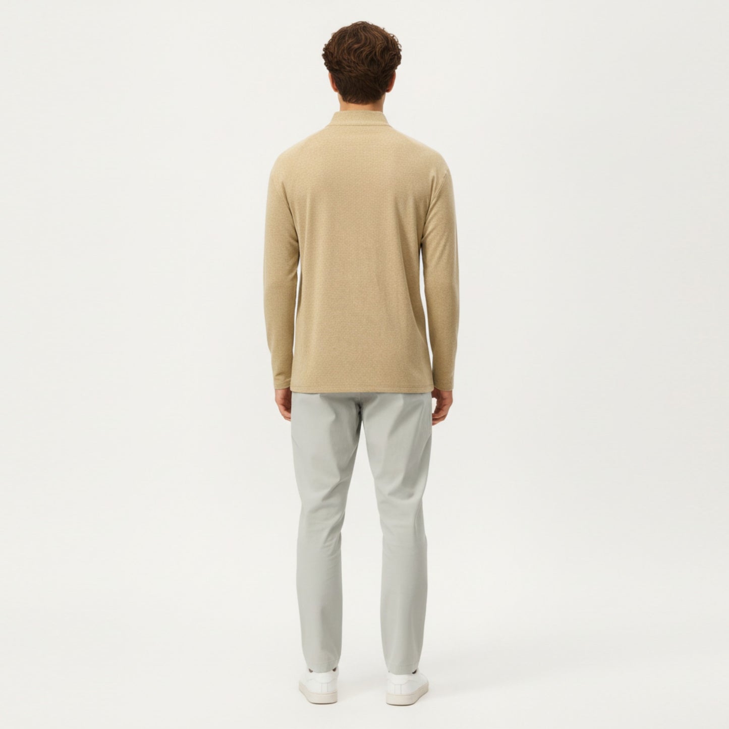 Men's Long Sleeve Half Zip Pullover Top with Lightweight Stretch Knit Fabric