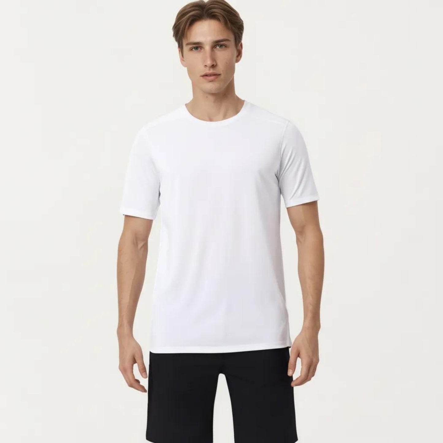 Men's Short Sleeve Crew Neck Performance T Shirt with Lightweight Stretch Fabric