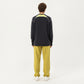 Men's Long Sleeve Crew Neck Pullover Top with Textured Knit Fabric and Zipper Chest Pocket