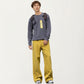 Men's Long Sleeve Crew Neck Pullover Top with Textured Knit Fabric and Zipper Chest Pocket