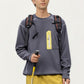 Men's Long Sleeve Crew Neck Pullover Top with Textured Knit Fabric and Zipper Chest Pocket