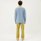 Men's Long Sleeve Crew Neck Pullover Top with Textured Knit Fabric and Zipper Chest Pocket