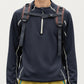 Men's Long Sleeve Half Zip Pullover Top with Textured Knit Fabric and Contrast Seam Detailing