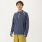 Men's Long Sleeve Half Zip Pullover Top with Textured Knit Fabric and Contrast Seam Detailing