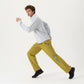 Men's Long Sleeve Half Zip Pullover Top with Textured Knit Fabric and Contrast Seam Detailing
