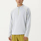 Men's Long Sleeve Half Zip Pullover Top with Textured Knit Fabric and Contrast Seam Detailing