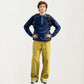 Men's Long Sleeve Half Zip Pullover Top with Textured Knit Fabric and Contrast Seam Detailing
