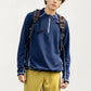 Men's Long Sleeve Half Zip Pullover Top with Textured Knit Fabric and Contrast Seam Detailing