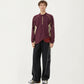 Men's Long Sleeve Half Zip Pullover Top with Textured Knit Fabric and Contrast Panel Detailing