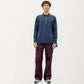 Men's Long Sleeve Half Zip Pullover Top with Textured Knit Fabric and Contrast Panel Detailing