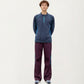 Men's Long Sleeve Half Zip Pullover Top with Textured Knit Fabric and Contrast Panel Detailing